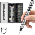 AM ARROWMAX Electric Mini Engraving Pen, HollowCup Motor, 42 Bits with Aluminum Case, OLED, Magnetic Charge, Mini Cordless Rotary Tool, Engraving Pen for Bead, Metal, Wood, Glass and Plastic (SGS)