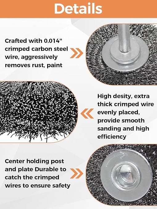 Wire Wheel Brush 2x7/8in for Drill 4Pack, Heavy Duty Carbon Steel Wire Brushes for Rust,Paint,Oxides,Corrosion Removal 1/4in Shank Drill Rotary Attachment