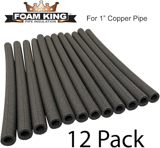 Foam King Insulating Foam Pipe Covers - 12 Pack Choose Size (1 inch)