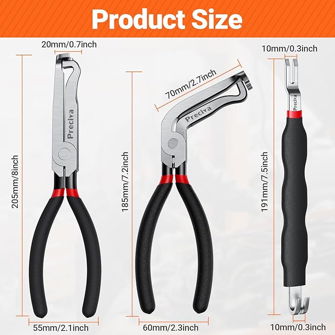 Preciva 3 PCS Electrical Disconnect Pliers, Electrical Connector Pliers for Cars, Automotive Electrical Plug Connectors, Automotive Wire Locking Push Tab