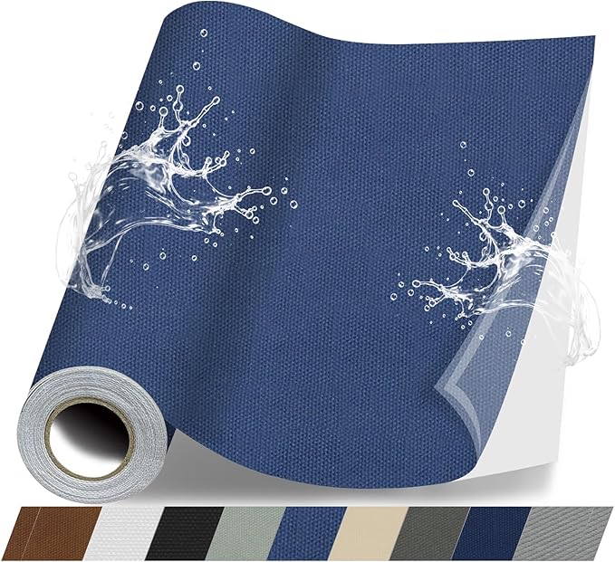 Fabric Repair Patches, 17X158 Inch Canvas Self-Adhesive Fabric Patches Tape Durable, DIY Large Canvas Repair for Sofa, Couches, Furniture, Chair, Clothing （17X158 Inch, Blue Grey）
