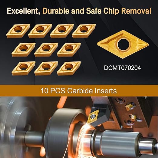 Indexable Lathe Turning Tool 14Pcs Kit 1/2" (12mm) Shank, Includes 4Pcs Metal Lathe Tool Holders and 10Pcs Carbide Inserts for Turning Boring Grooving Cutting Threading Carbide Turning Tool