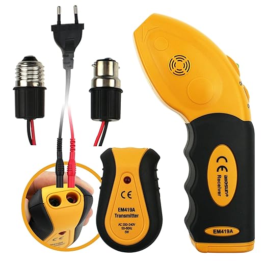 allsun AC 100-120V Circuit Finder Non-Contact Voltage Sensor Auto-Sensing Receiver Transmitter Locates AC Circuits Fuses
