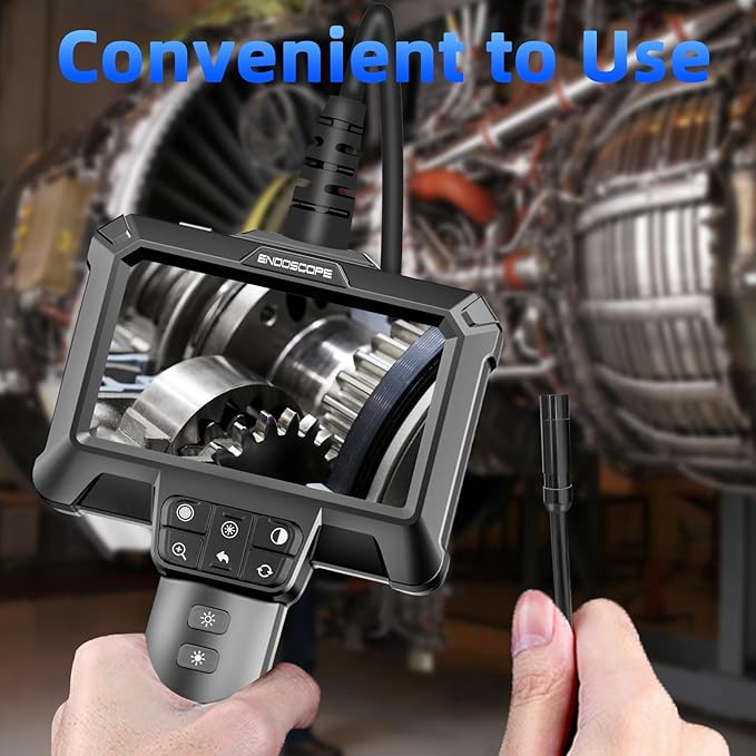 Endoscope Camera with Light - IP67 Waterproof Borescope Camera with 8 Adjustable LED Lights | 4.3" LCD Screen Borescope | HD 1080P Inspection Cameras with 16.5ft Semi-Rigid Cord Tools for Men