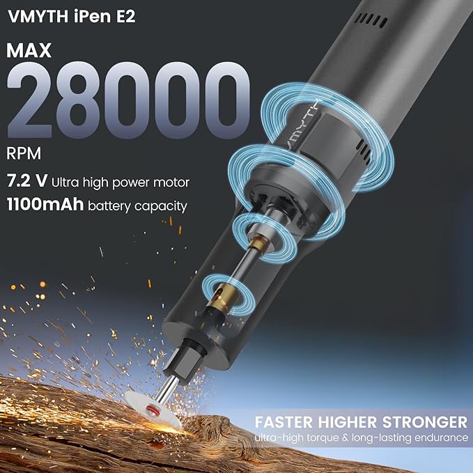 iPen E2 Cordless Rotary Tool,7.2 V Rotary Tool Kit with 44 PCS Accessories,5 Variable Speed,28000 RPM And USB Charging,Mini Rotary Tool for DIY Crafts/Carving/Sanding/Polishing/Cutting/Drilling