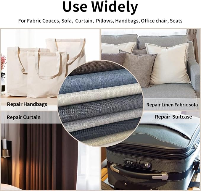 Fabric Repair Patches, 35X79 Inch Linen Repair Tape Self-Adhesive Fabric Patches Durable, DIY Large Linen Tape for Sofa, Couches, Furniture, Chair, Clothing （35X79 Inch, Brown）