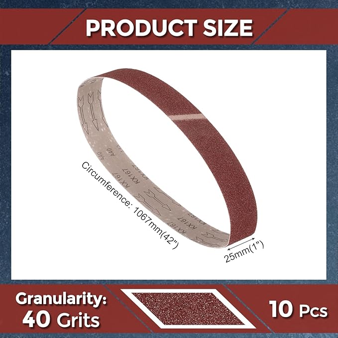 10 Pcs Sanding Belts 1 x 42 Inch 40 Grit Aluminum Oxide Abrasive Sandpaper for Belt Sander Metal Grinding Wood Working Weld Rust Removal