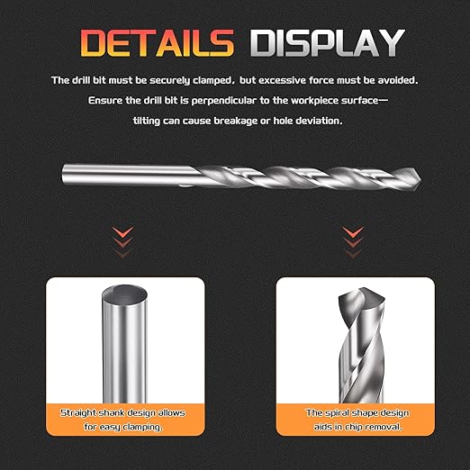 Drill Bit, 13/64" Cutting Diameter, 4241 HSS 118° Cutting Angle Uncoated Bright Versatile Jobber Bits - (Applications: for Drilling Plastic Wood Soft Metal), 12-Pieces