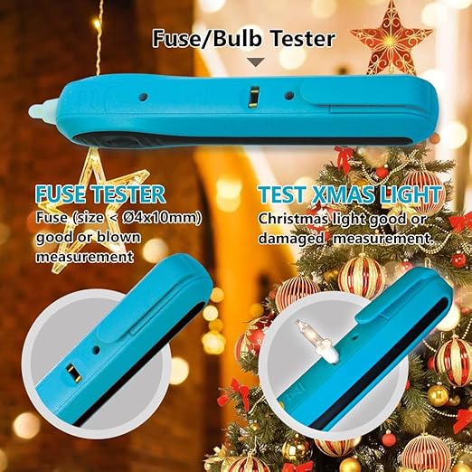 allsun Christmas Light Tester with Bulb Remover & Fuse Tester,Non-Contact Voltage Detector for Holiday Lights, Fuses, Bulbs, AC Power Tester (12V-600V),Light Repairing Tool Not LEDs