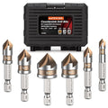 Countersink Drill Bit Set, M2 Cobalt HSS Countersink Drill Bits 6 Pieces 1/4 Inch Quick Change Hex Shank for Metal, Wood, Stainless Steel, Carbon Steel