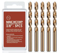 3/8" (5pcs) Cobalt Drill Bit Set, M35 High Speed Steel Jobber Length Drill Bit Kit for Hardened Metal, Stainless Steel, Cast Iron, Wood and Plastic, with Index Storage Case