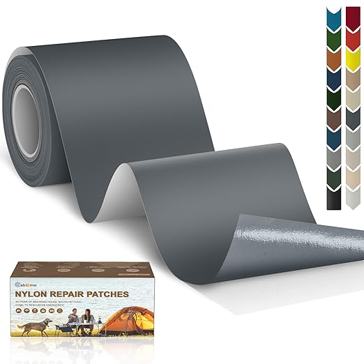 3x79 Nylon Repair Patch Nylon Repair Tape Self Adhesive Fabric Tapes Outdoor Camping Gear Fabric kit for Tent, Umbrella, Down Jackets, Sleeping Bag, Knapsack (Dark Gray)