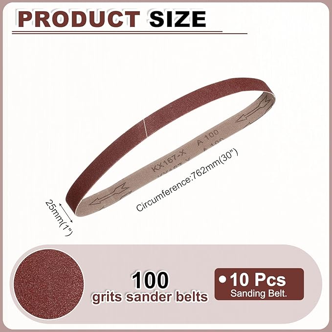 HARFINGTON 1 x 30 Inch Sanding Belts, 12 Pcs 100 Grits Aluminum Oxide Abrasive Belt Sander File Belt for Woodworking, Metal Polishing, Knife Sharpener
