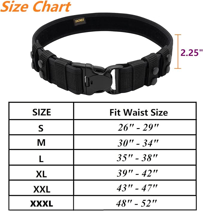 Duty Belt w/ 4 Keepers 2.25" Nylon Stiff Utility Belt Police Correctional Officer Work Patrol Gear Carrier M