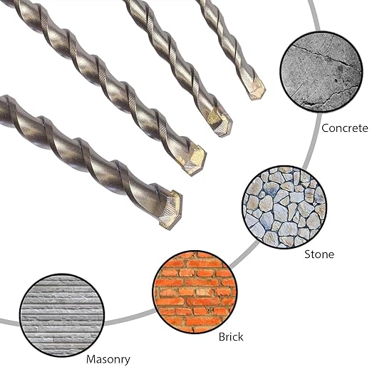 10-Pack SDS Plus 1/4" x 6" Rotary Hammer Drill Bits, Carbide Tipped for Brick, Stone and Concrete
