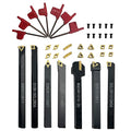 Indexable Lathe Turning Tool 3/8”10mm 7PCS Metal Lathe Tools+21PCS Carbide Inserts，Carbide Lathe Tools ，Lathe Tools，Hard Alloy Cutting Tools and Blades Used and Boring Mini Lathe Tools+10pcs Screw