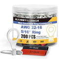 haisstronica Non Insulated Wire Connectors Kit，100pcs 5/16” Ring Terminals (AWG 22-16) with 100pcs 3:1 Heat Shrink Tubing for Automotive Marine，Brazed Seam Wire Crimp terminals