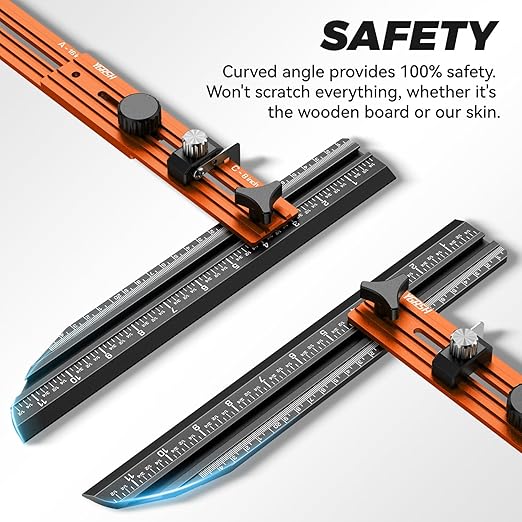 Stair Tread Template Tool - Precision Stair Gauge Measuring Tool with Self Locking Width, 8-72 Inches Lightweight Stair Tread Tool & Jig for Steps Measuring & Scribe, Orange