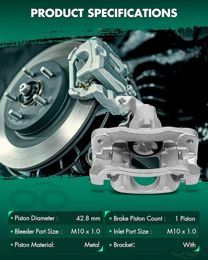 SCITOO Rear Right Brake Caliper With Bracket 18B5080 Compatible For Chrysler Town & Country 2008-2012 For Dodge Grand Caravan 2008-2012 For Ram C/V 2012 For Volkswagen For Routan 2009-2012