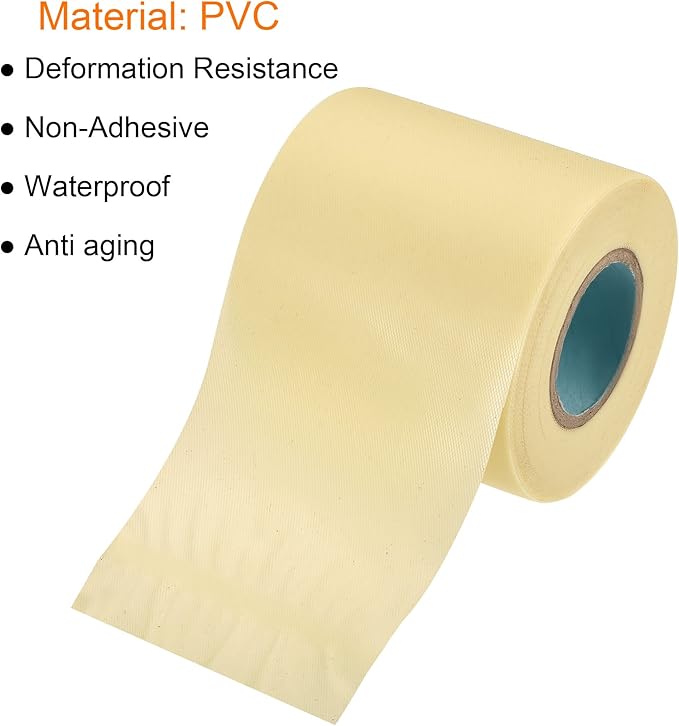 MECCANIXITY Pipe Wrap Tapes Non-Adhesive 6cmx13m Protective Waterproof Tube Protector for Air Conditioner HVAC Pipes, PVC Beige Pack of 3
