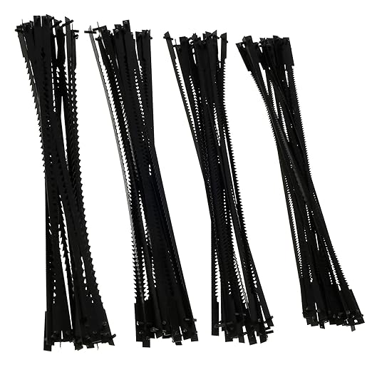 80Pcs Scroll Saw Blade Pin End 5inch Sturdy Carbon Steel Scroll Saw Blade Durable Cutting Pinned Scroll Saw Blades Set TPI 10/15/18/24 Replacement for Cutting Wood Plastic Metal US(80PCS)