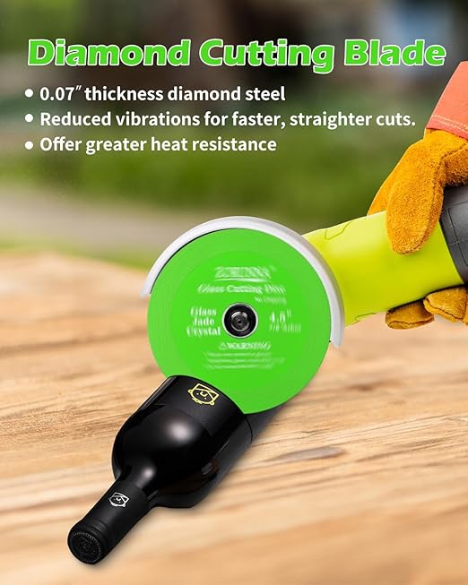Glass Cutting Disc for 4-1/2" Angle Grinder, 3 Pack Glass Cutter Blade, Green Diamond Cutting Blade Disc 7/8" (Model 115/125) for Grinding Ceramic, Tile, Wine Bottles, Jade, Crystal.