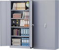 Pataku Metal Storage Cabinet, 72" Garage Cabinet with Doors and Shelves Lockable Steel Multifunctional Cabinets, File Cabinets for Home, Office, Warehouse(Dark Grey)