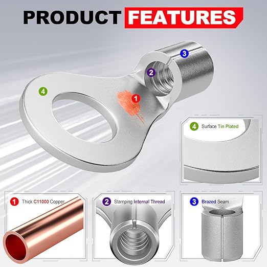 AIRIC 480 PCS Non Insulated Wire Connectors Kit, 26-8 AWG Uninsulated Connector, Bare Cable Ends, Electrical Crimp Terminals End, Wiring lugs for 26-8 Gauge Wires, Ring Fork Butt Splice Terminal