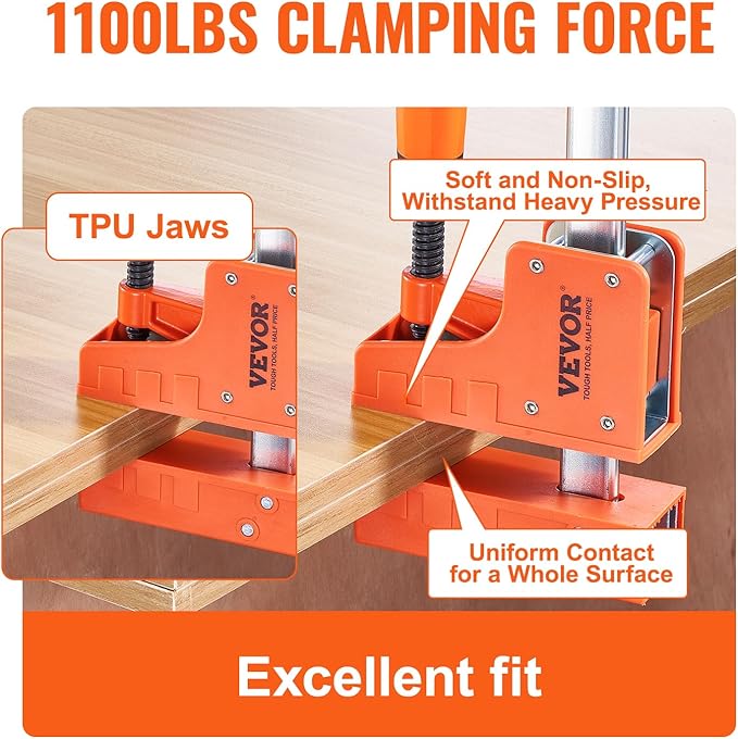 VEVOR Bar Clamps for Woodworking, 2-Pack 50" Parallel Clamp Set, F Clamp with 1100 lbs Load Limit, Even Pressure, High-strength Plastic and Carbon Steel, Wood clamps for Woodworking Metal Working
