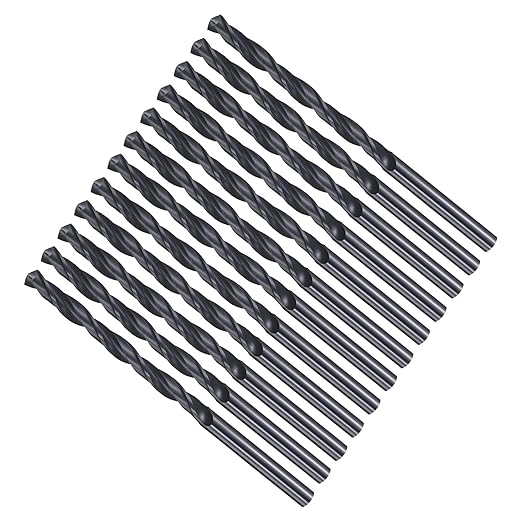 Drill Bit, 5/32" Cutting Diameter, 4241 HSS Nitriding Black 118° Cutting Angle Versatile Jobber Bits - (Applications: for Drilling Plastic Wood Soft Metal), 12-Pieces