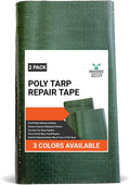 Heavy Duty Tarp Waterproof Poly Repair Tape, UV Resistant, Strong Adhesive Weatherproof Patch Kit, Repairs Holes, Patches, Rips, Tears, Frayed Edges in Tarps, Tents, 2 Pack, Green