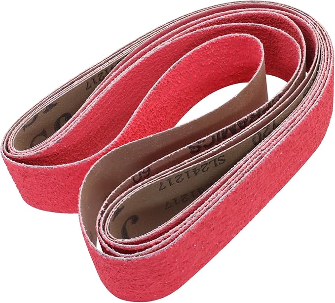 2 x 42 Inch Ceramic Sanding Belts, 2x42 Metal Grinding Belts, 36/40/60/80/120 Grits Sander Belt for Knife Sharpening, 5 Pack