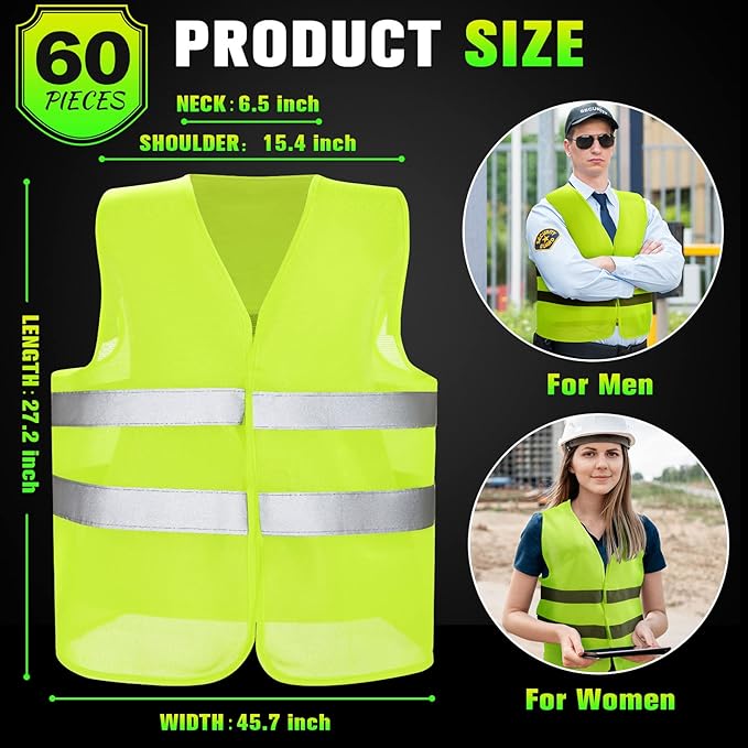 Mepase Reflective Safety Vests High Visibility Mesh Security Vest Work Vest with Silver Strip for Men Women Construction