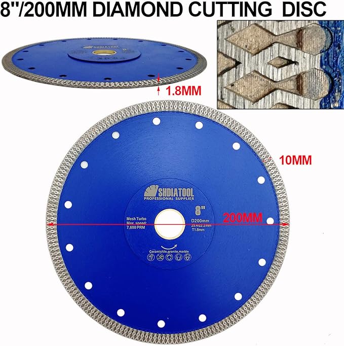 SHDIATOOL 8 Inch Diamond Saw Blade Cutting Porcelain Tile Ceramic Granite Marble Brick(2-Pack)