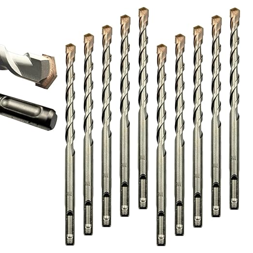 Direko 10-Piece 7/16 inch x 8 Inch SDS Plus Rotary Hammer Drill Bits Carbide Tipped Concert Drill Bits for Concrete, Brick, Cement Walls, Stone, Hammer Drill Bits for Concrete