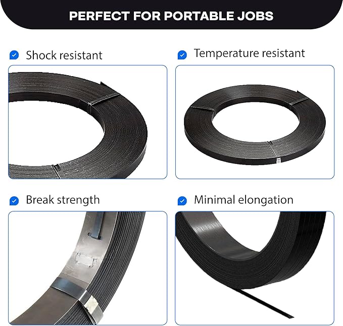 IDL Packaging 1/2" x .020" x 300' Steel Strapping Coil (1100 Lbs Break Strength) in Self-Dispensed Сardboard Box - Portable Strong Banding with Superior Cut-Resistance - Heavy Pallet Strapping