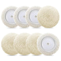 8 Pcs 3 Inch Polishing Pad Buffing Pad Wool Polishing Pad Hook Loop Buffing Pad for Drill Curved Edge Compound Cutting Pad Drill Polisher Attachment Wheel Polish Pad Car Body Repair Buffing