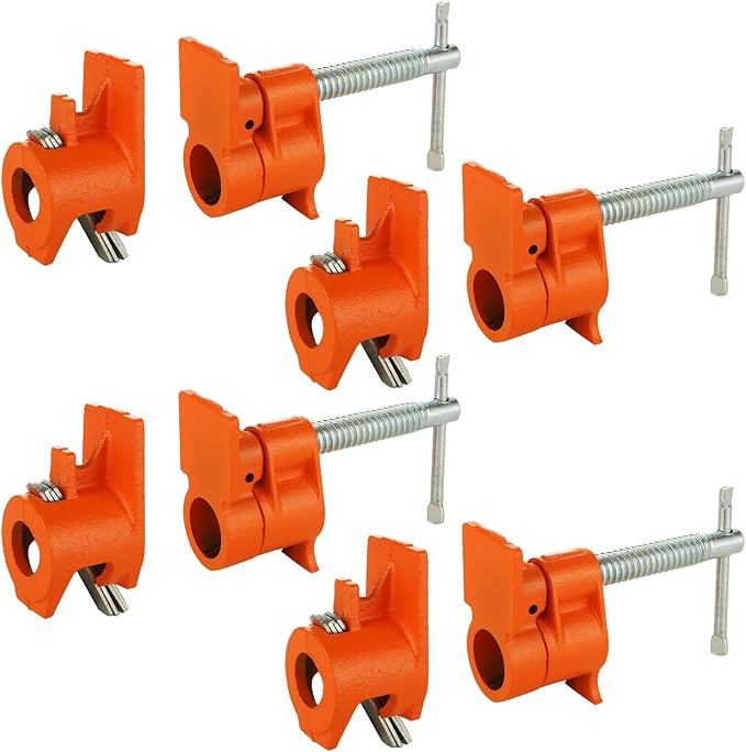 4PCS 1/2 Pipe Clamps for Woodworking Heavy Duty Wood Gluing Pipe Clamp Set Cast Iorn Pipe Clamp for 1/2 inch Pipe