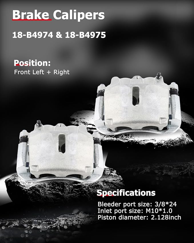 cciyu Front Left & Right Brake Calipers Assembly w/Bracket 18-B4975 18-B4974 For Ford For F-150 2005-2008,For Ford For Lobo 2005-2008,For Lincoln For Mark LT 2006-2008
