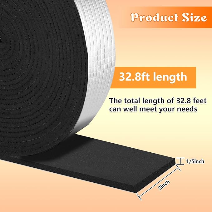 Pipe Insulation Wrap 2" Wide X 32.8 Ft Outdoor Foam And Foil Pipe Wrap Insulation Tape Self Adhesive for Winter Freeze Protection Insulation Wrap for Cold Hot Water Pipes for Reduce Heat Loss (1 Roll)