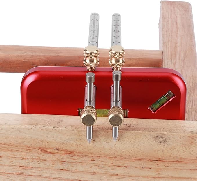 Wood Scribing Mortise Gauge, Double Head Aluminium Alloy Carpenter Tool, Adjustable Marking Gauge Woodworking Scribe for Carpenter
