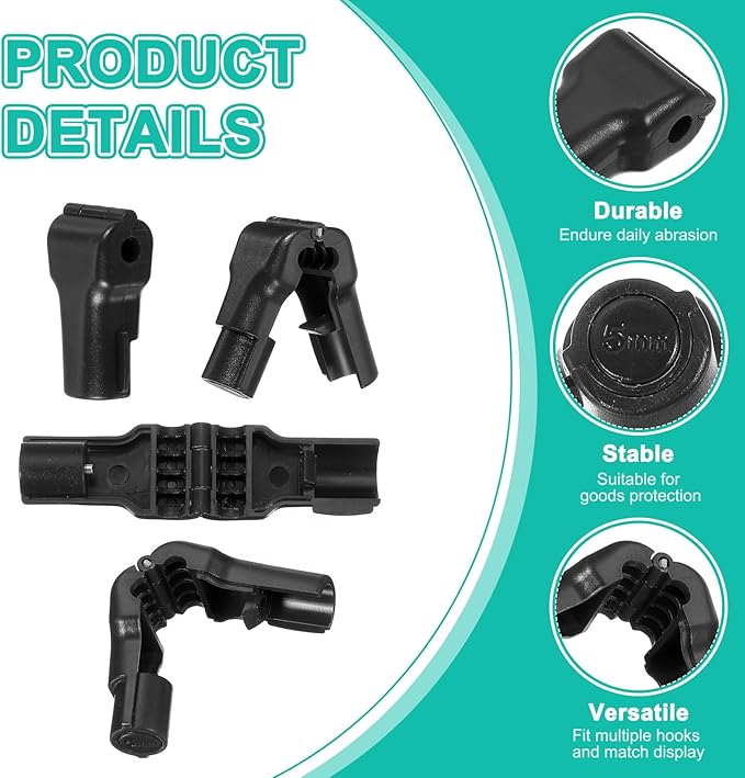 PATIKIL 5 mm Stop Peg Lock, 25 Pcs Pegboard Hooks Anti Sweep Theft Hook Locks Plastic Pegs for Mobile Accessories Shop Clothes Retail Security Display, Black