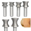 Akylin's CNC 6PCS Convex Edge Oval Router Bit Set 1/2" Shank, Shallow Bullnose at 1/4",5/16",3/8",1/2",3/4",7/8" Length,Convex Column Molding Router Bits-Perfect for Stair Treads and Shelf Edges