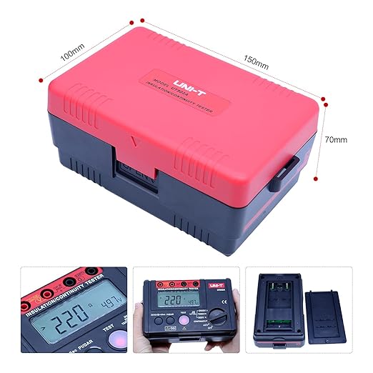 UNI-T 2500V Insulation Megger Tester Megohmmeter, Ground Resistance Tester Meter 0 Megohm to 20GΩ with AC 500V/1000V Testing Voltage & LCD Display Backlight(UT502A)