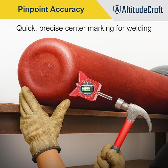 Precise Pipe Center Finder Punch Tool, Magnetic Center Finder for Pipe Fitting with Bubble Level and Adjustable Dial, For 1"–10" Pipes