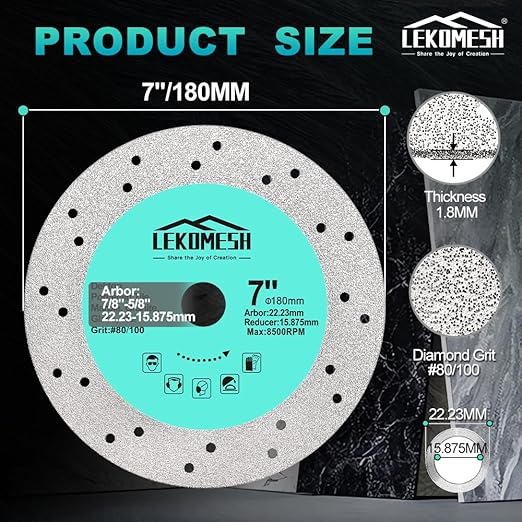 Rock Slab Grinding Disc - 7 inch Glass Cutter Disc(10pcs), Granite Cutting Blade, Diamond Grinder Wheel for Rock Slab, Stone, Tile, Marble, Granite, Glass Diamond Saw Blades