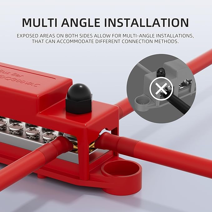 275A Marine Bus Bar 12V Power Distribution Block 2 x 5/16" Terminal Studs and 14 x #8 Screws Positive and Ground Battery BusBar for Automotive Car Boat
