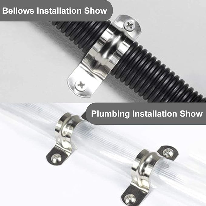 2 Pcs 8inch Rigid Pipe Strap,Two Hole Stainless Steel Strap U Bracket, Widened Tube Strap Tension Clip Assortment Kit Heavy Duty Pipe Clamp（219mm）