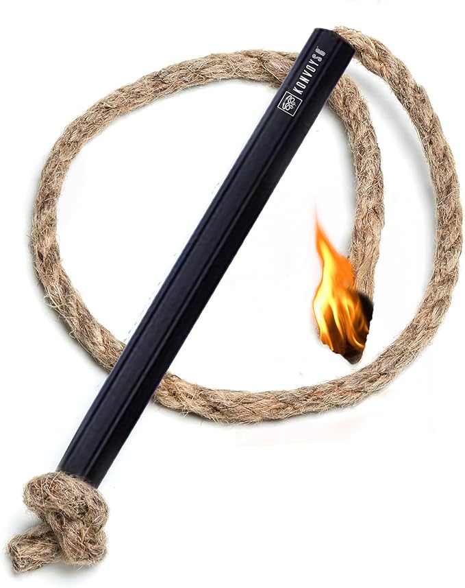 Fire Starter Survival Tool–Ferro Rod Fire Starter with 11" Waterproof Tinder Wick Rope, Multi-Tool Striker and Extra Jute Bag - All-in-One Flint and Steel Fire Starter Kit.