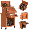 8-Drawers Large Tool Chest, 2-in-1 Detachable Garage Rolling Tool Box Metal Tool Storage Cabinet Removable Lockable Tool Cart with Wheels and Drawers